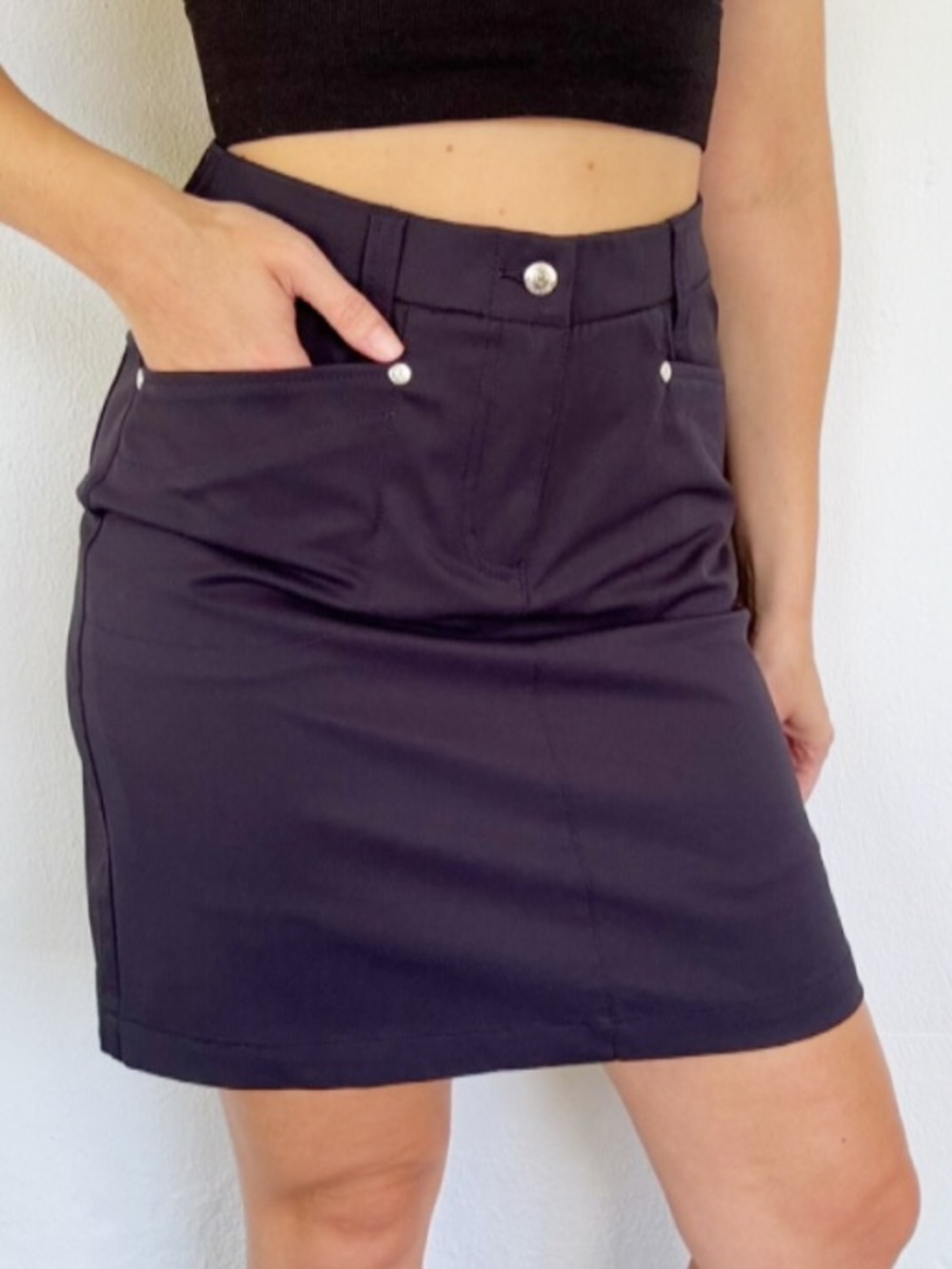 Daily Sports navy blue high rise stretch layered skirt/shorts skort size 2